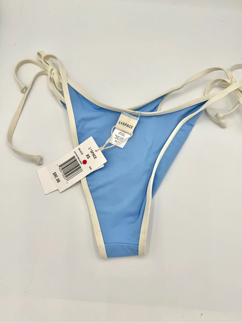 NWT L Space Levy Classic Swim Bottom in Aura Blue / Cream Bikini